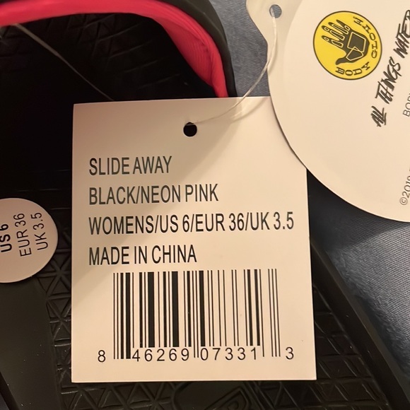 Slides-Body Glove, black with Pink NWT - Picture 5 of 5